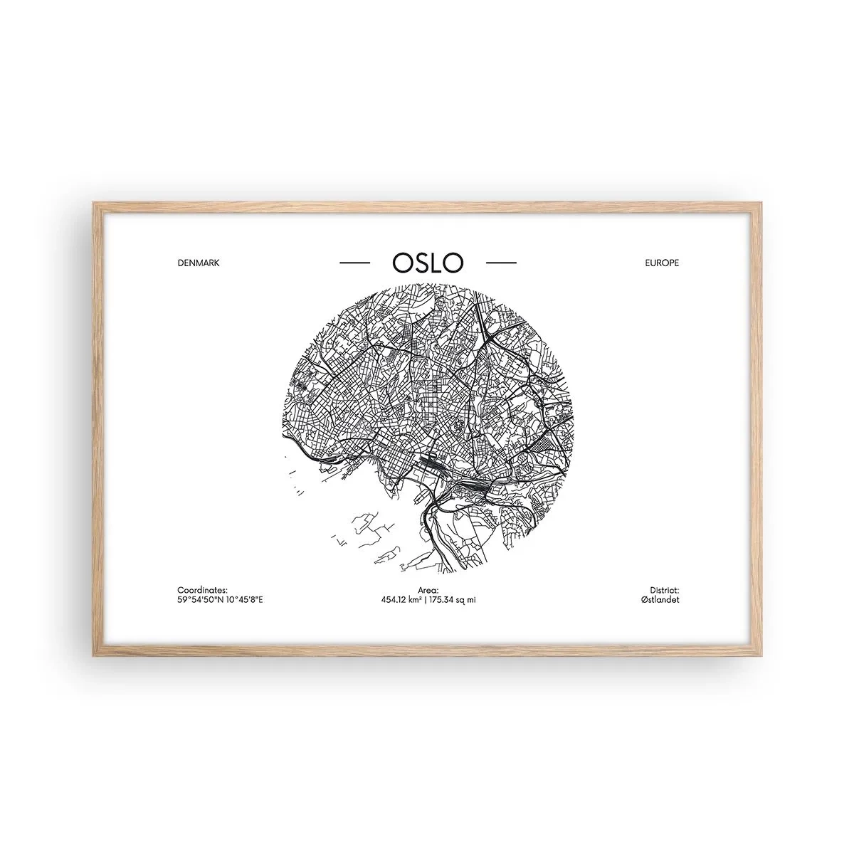 Plagát v ráme zo svetlého duba - Anatómia Osla - 91x61 cm