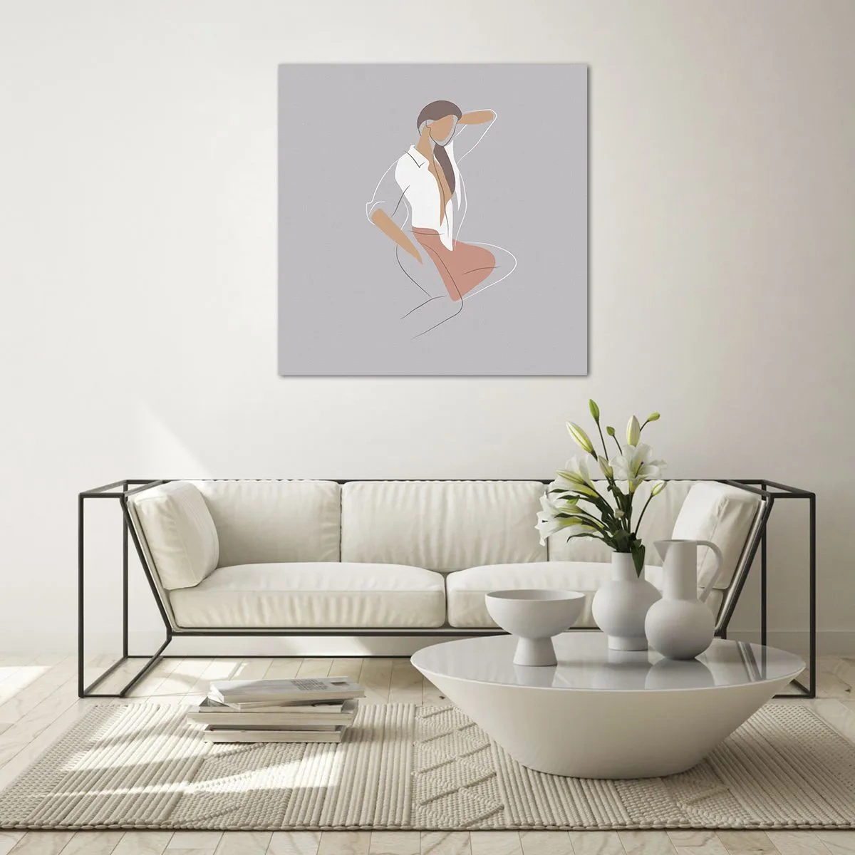 Obraz na skle - Obrys pôvabu - 70x70 cm