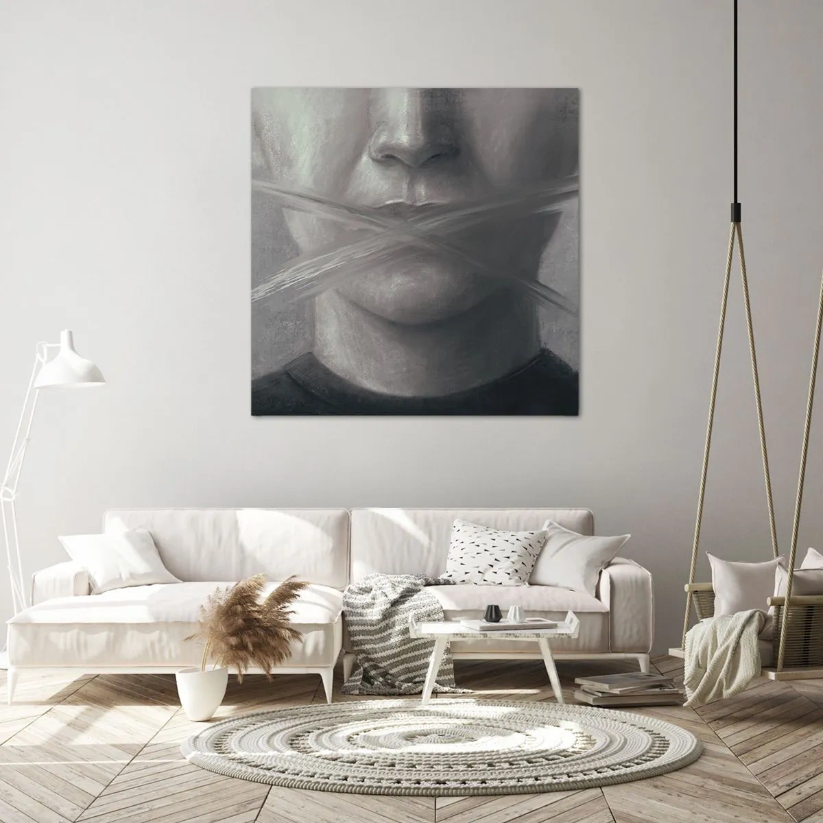 Obraz na plátne - Ani slovo - 70x70 cm