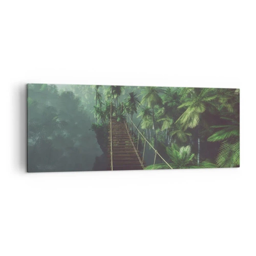 Obraz na plátne - Pri vodopáde zelene - 140x50 cm