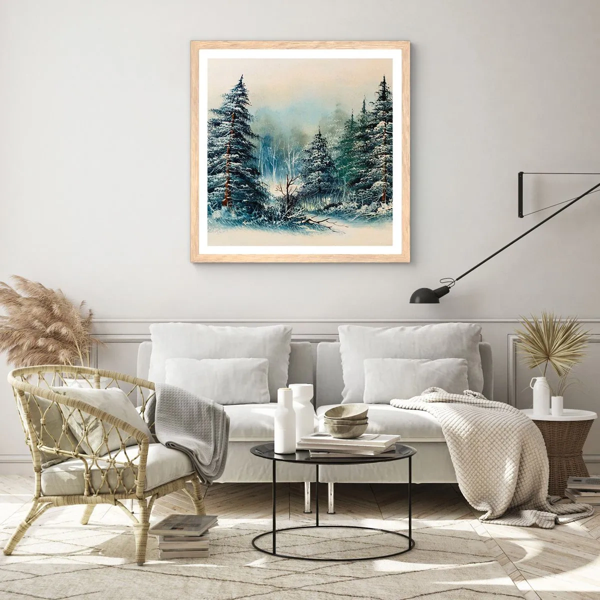 Plagát v ráme zo svetlého duba - Pripravenie na Vianoce - 60x60 cm