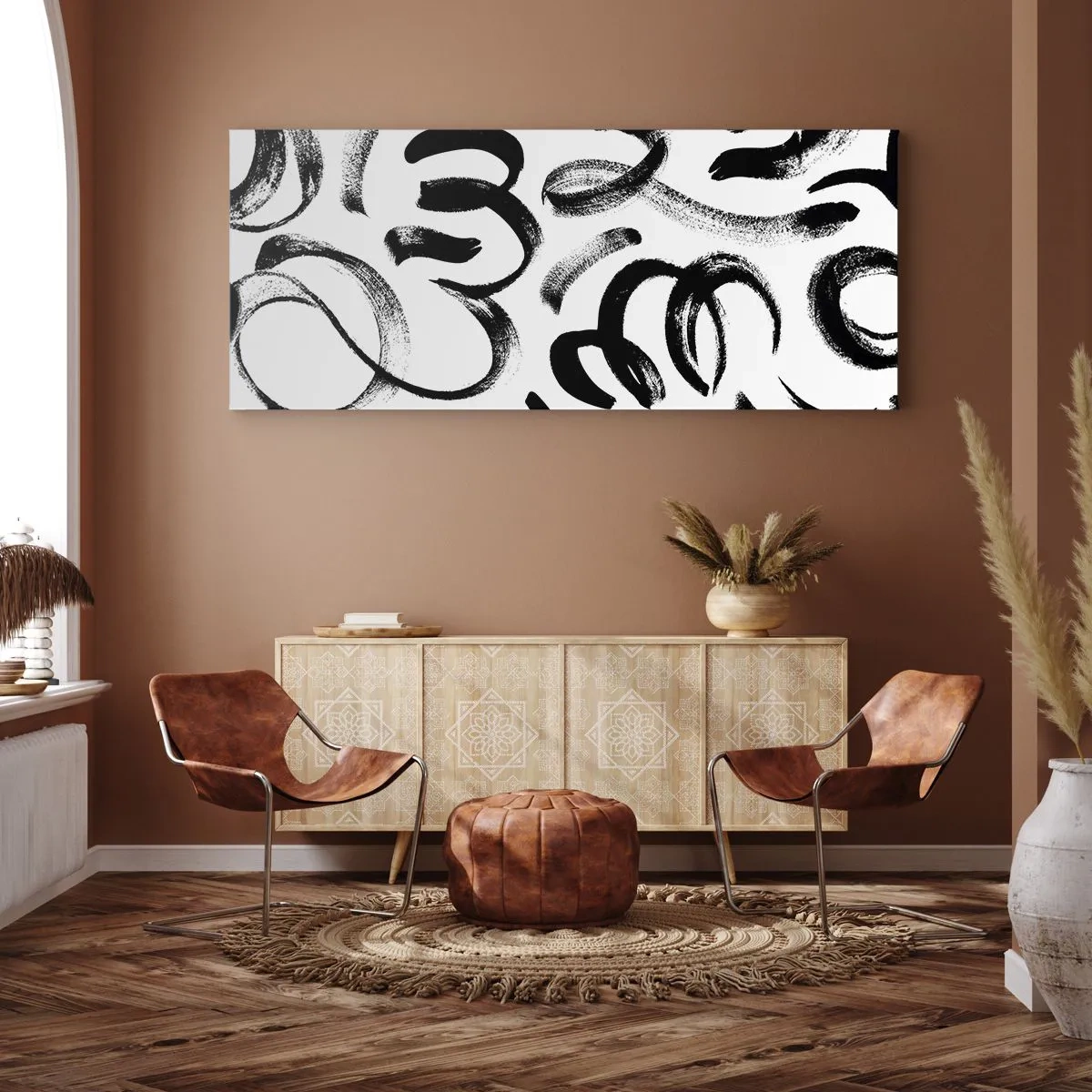 Obraz na plátne - Čierne na bielom - 100x40 cm