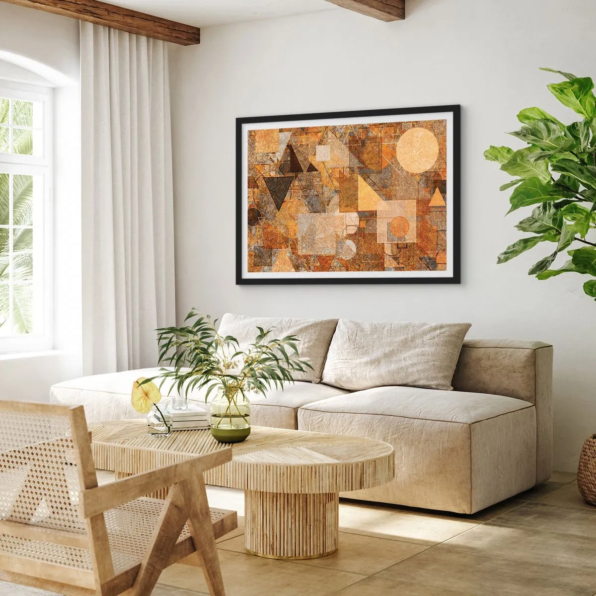 Plagát v čiernom ráme - Kubistické bronzové štúdium - 91x61 cm