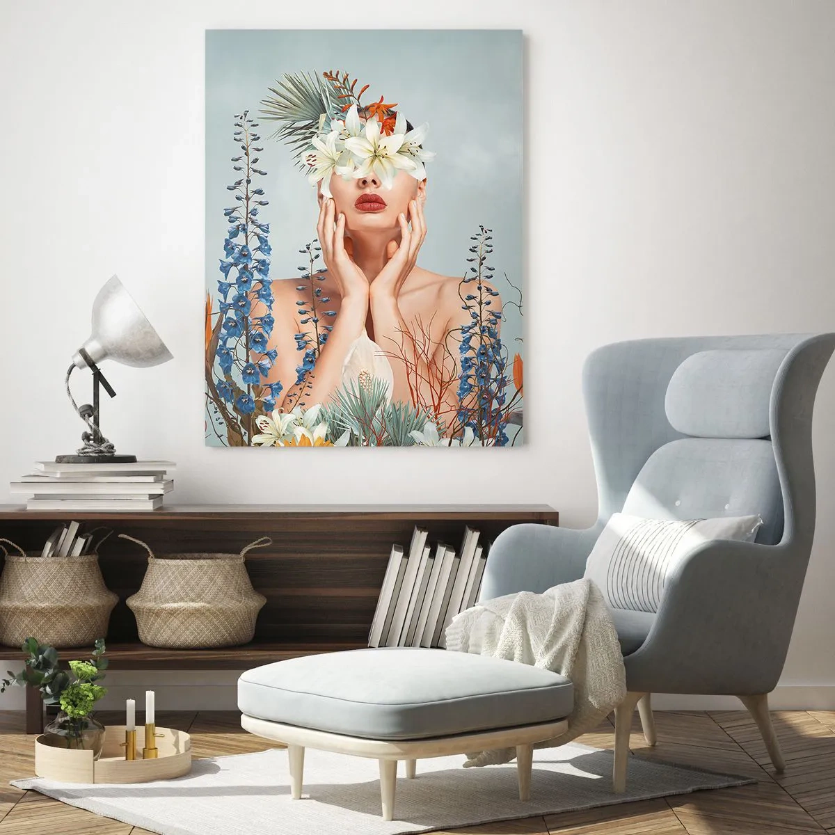 Obraz na skle - Žena – kvetina - 80x120 cm