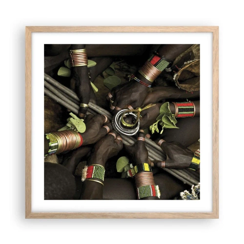 Plagát v ráme zo svetlého duba - Sme spolu - 50x50 cm