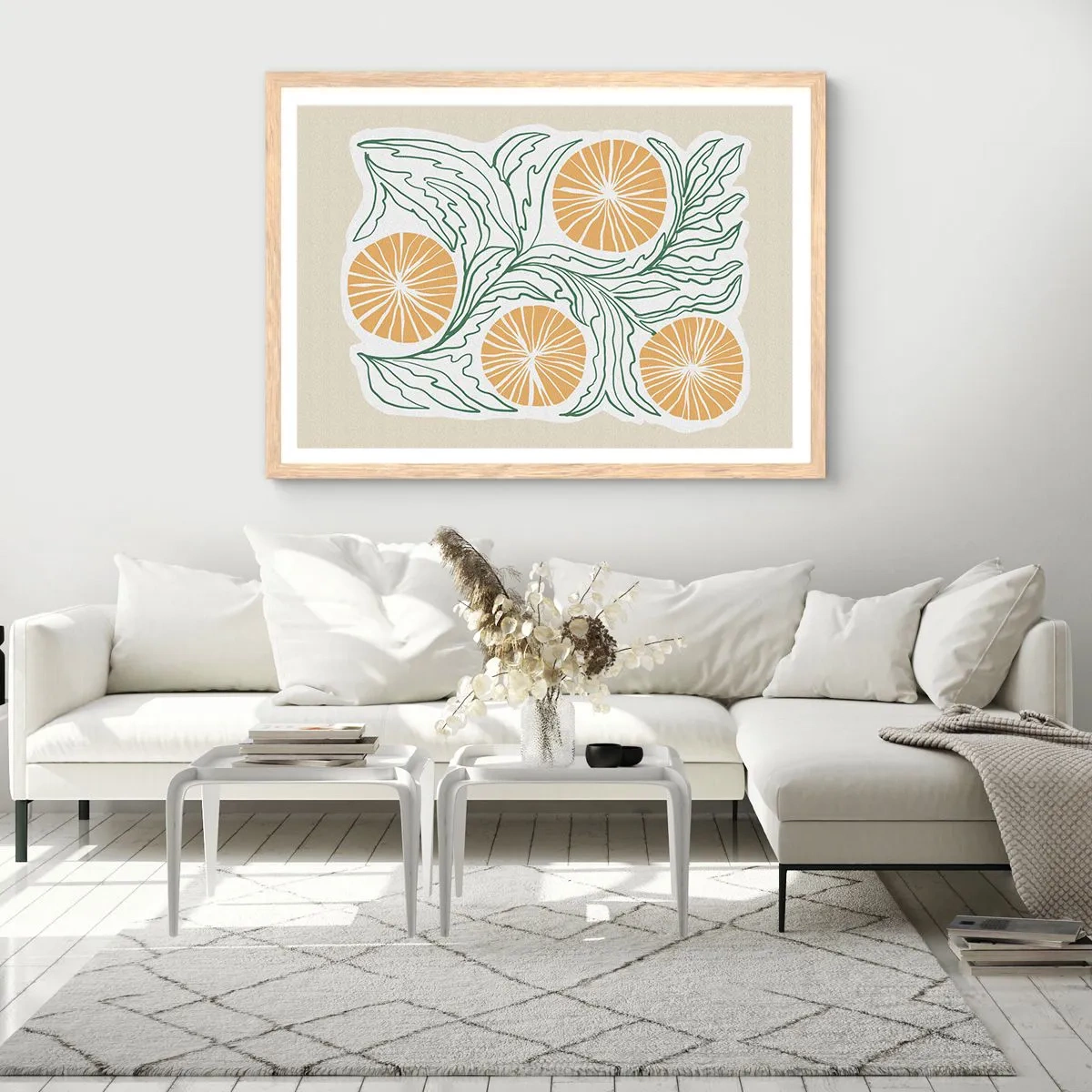 Plagát v ráme zo svetlého duba - Etnicky s abstraktným nádychom - 70x50 cm