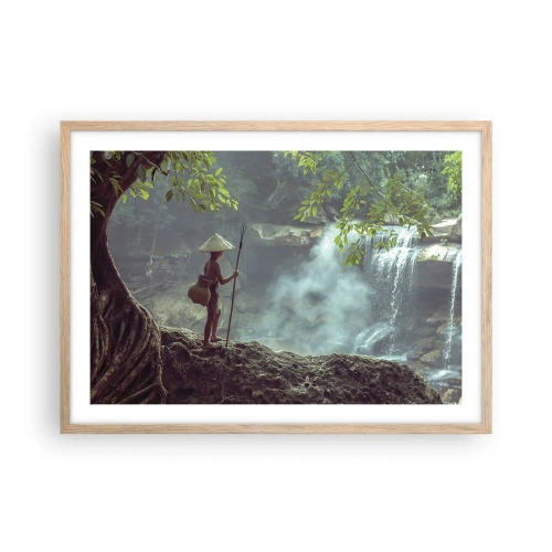 Plagát v ráme zo svetlého duba - Spriatelený s prírodou - 70x50 cm