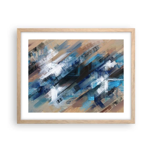 Plagát v ráme zo svetlého duba - Modrá šikmosť - 50x40 cm
