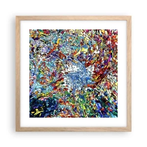 Plagát v ráme zo svetlého duba - Vitráž s kvapkami - 40x40 cm
