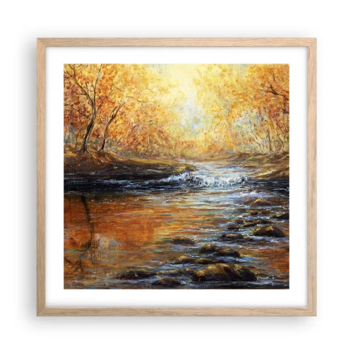 Plagát v ráme zo svetlého duba - Zlatý potok - 50x50 cm
