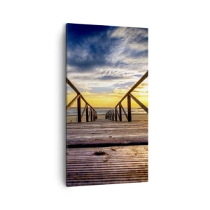 Obraz na plátne - Priamo na tichú pláž pri západe slnka - 45x80 cm