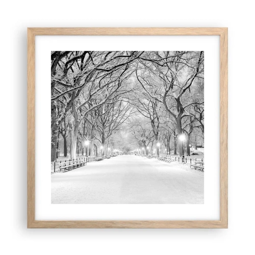 Plagát v ráme zo svetlého duba - Štyri ročné obdobia – zima - 40x40 cm