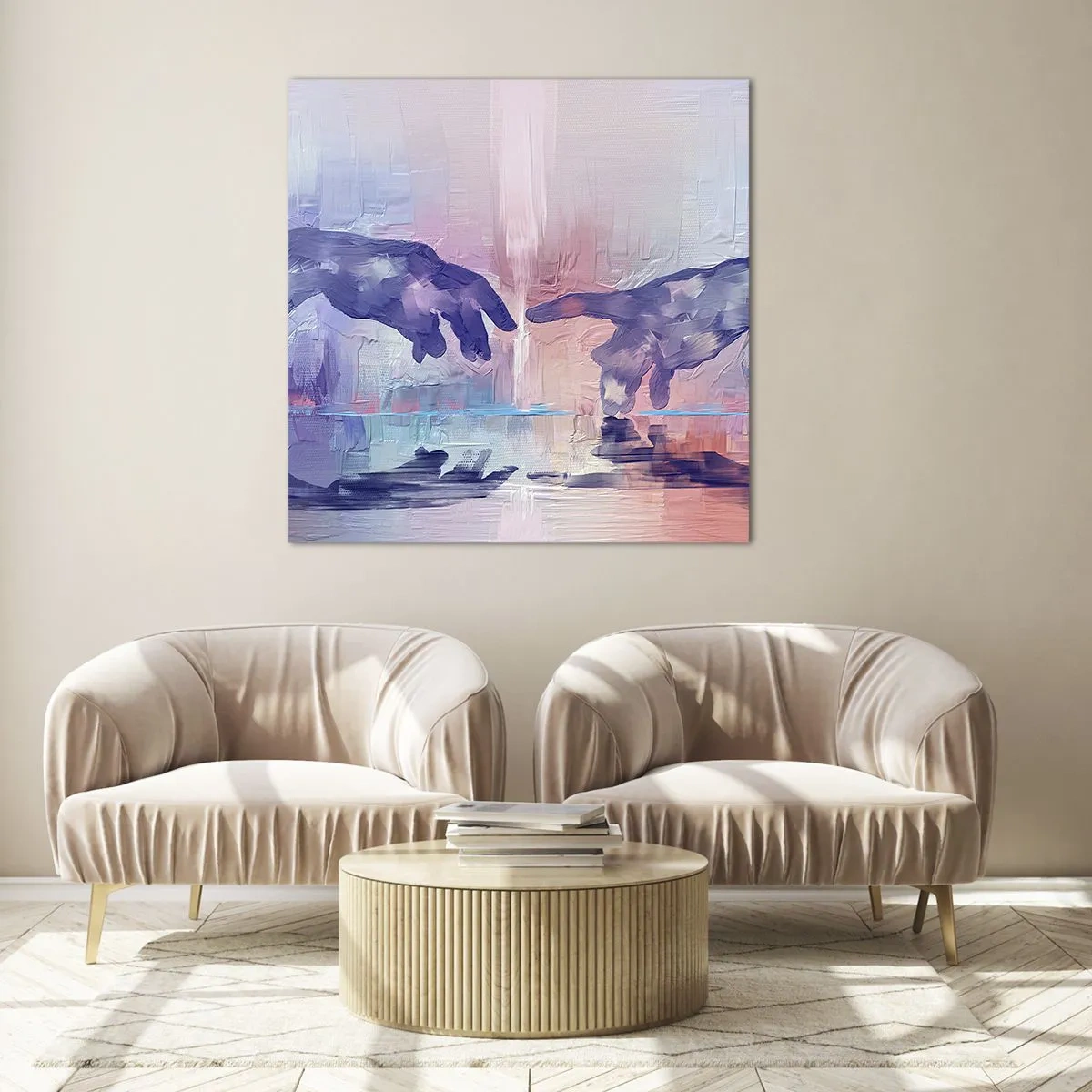 Obraz na skle - Božská iskra života - 70x70 cm