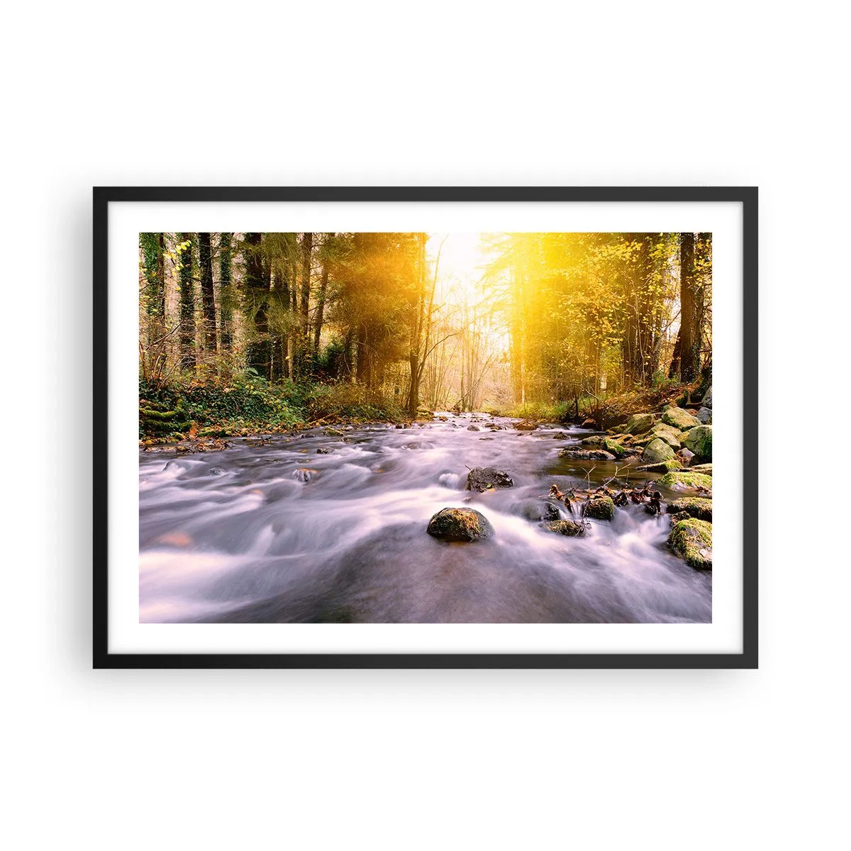 Plagát v čiernom ráme - Malachit v strieborno-zlatej podobe - 70x50 cm