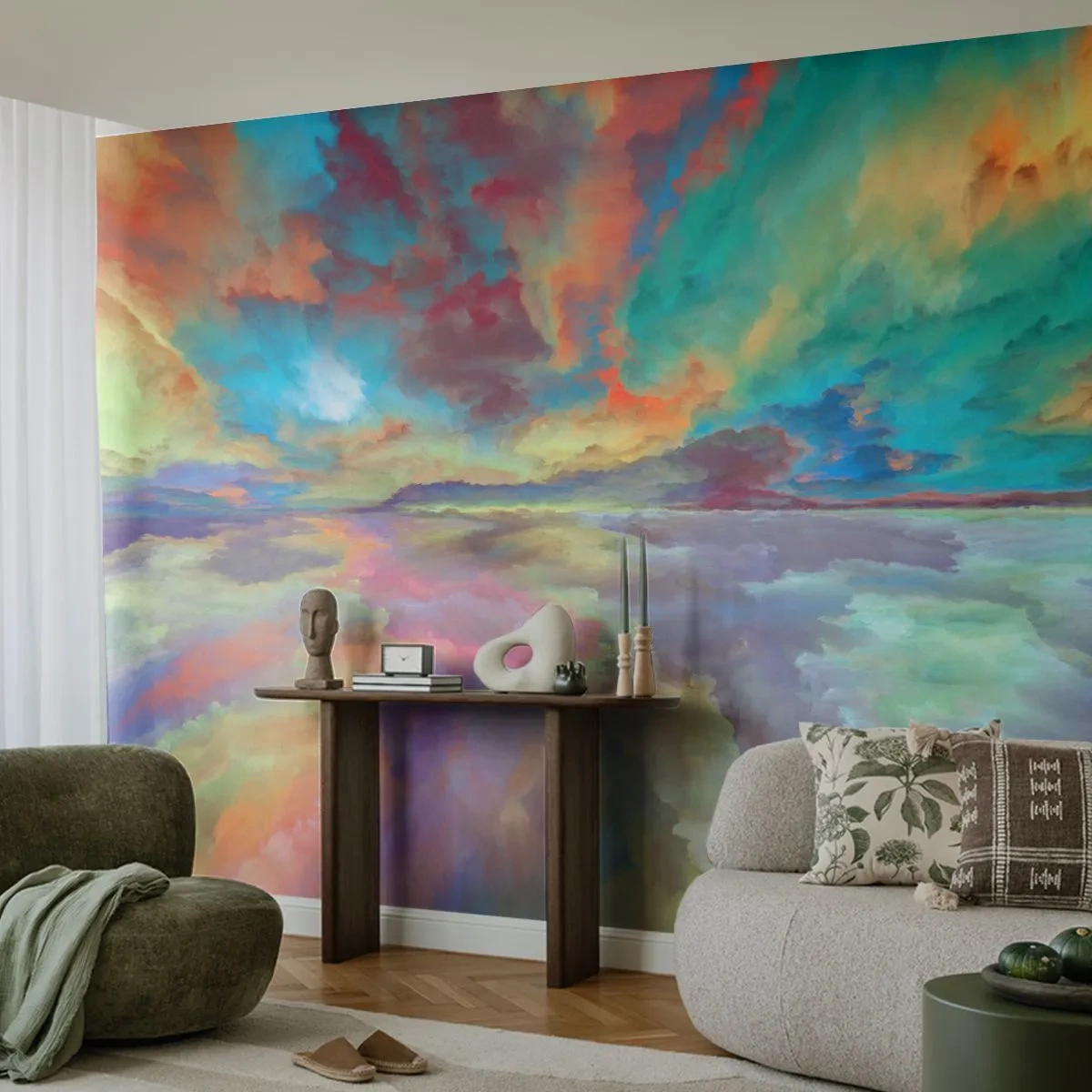 Fototapeta Standard Eco - Abstraktná krajina v intenzívnych farbách - 100x70cm - Dve neba - Moderná nástenná dekorácia do obývacej izby a spálne ARTTOR