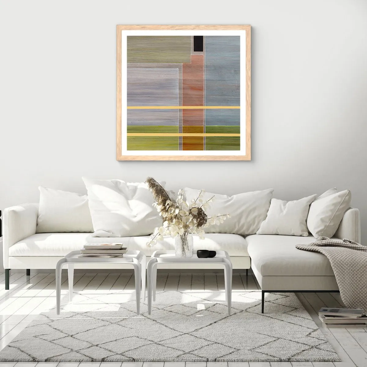 Plagát v ráme zo svetlého duba - Jednoducho a v kľude - 60x60 cm