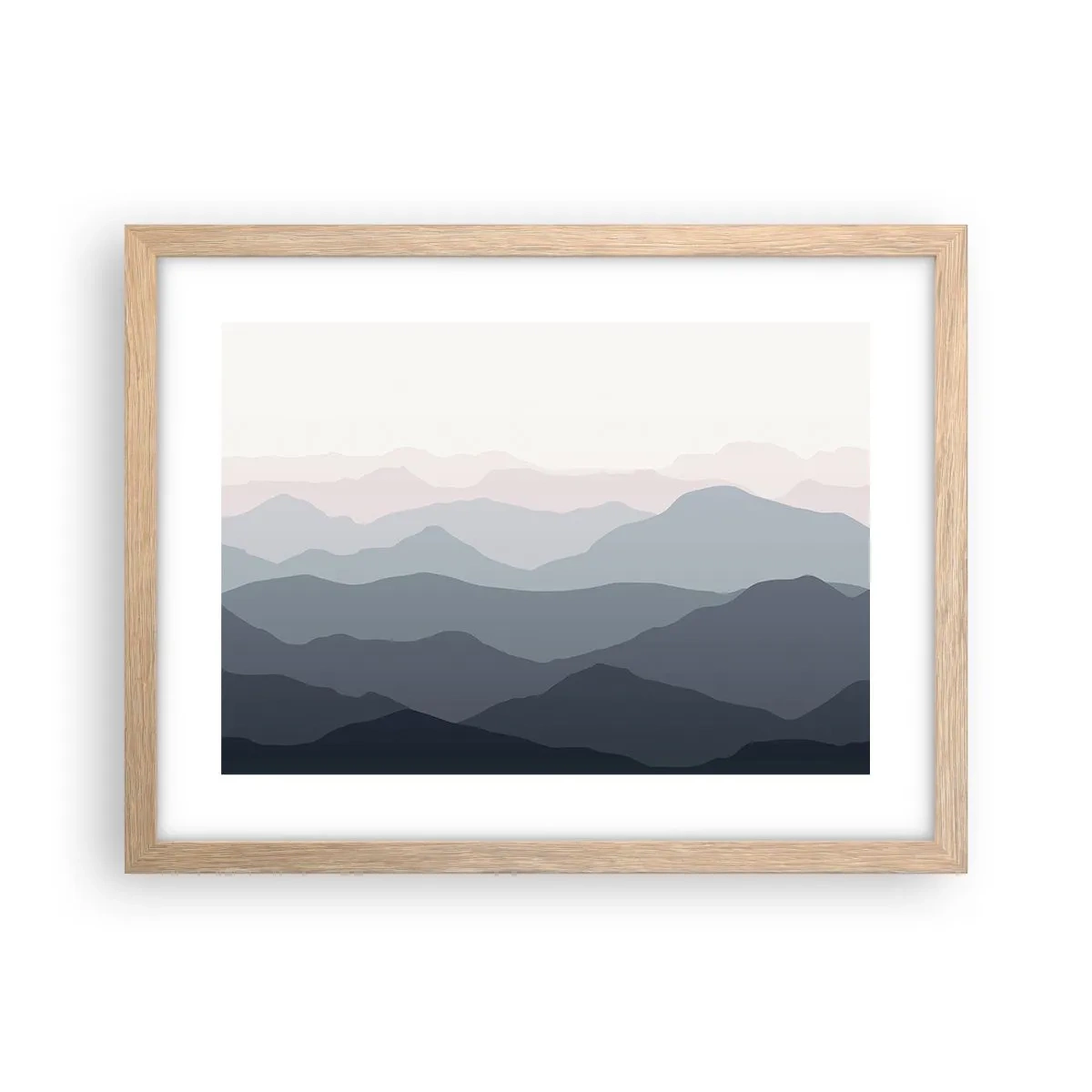 Plagát v ráme zo svetlého duba - Vlny hôr - 40x30 cm