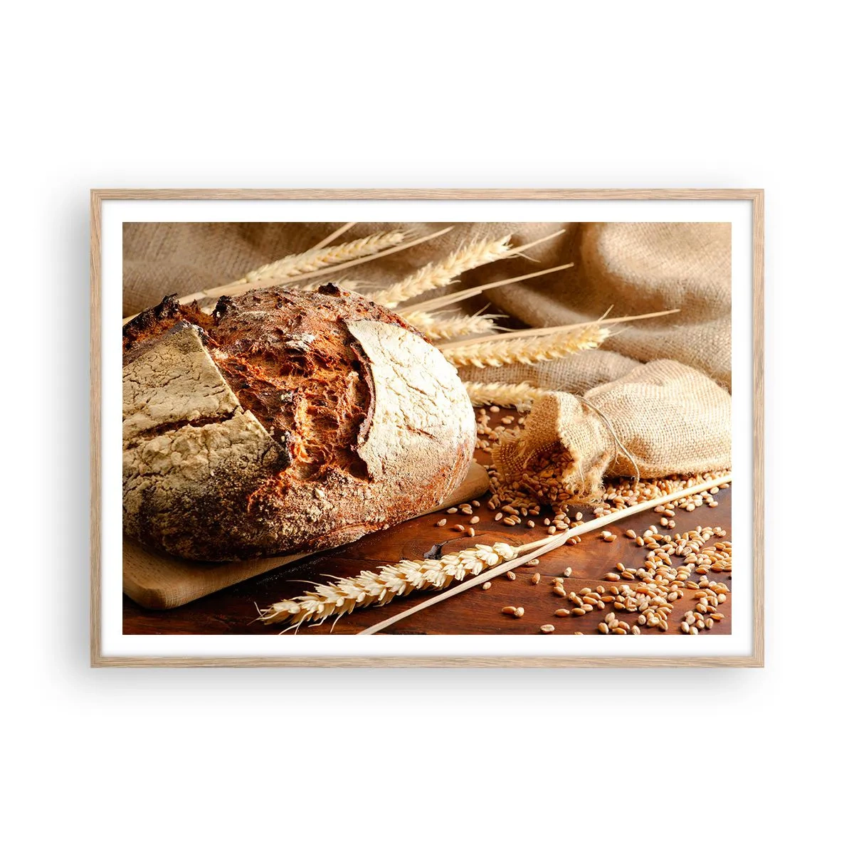 Plagát v ráme zo svetlého duba - Chutný, voňavý, chrumkavý - 100x70 cm