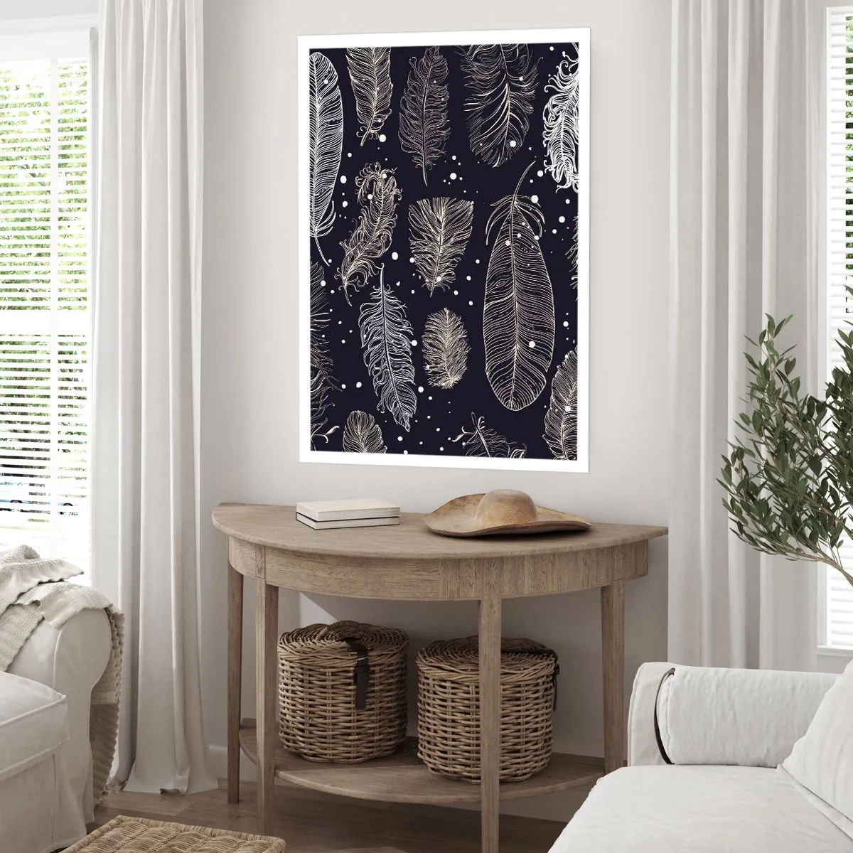Plagát - Čipka s perím - 70x100 cm