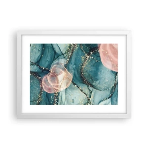 Plagát v bielom ráme - Modré hodváb modré, ružový tyl - 40x30 cm