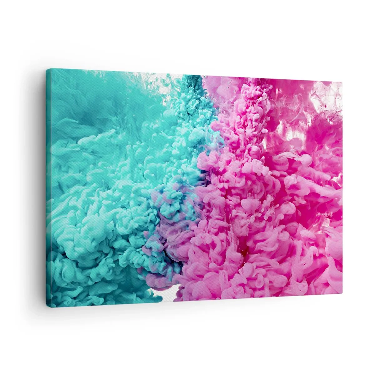 Obraz na plátne - Farebné vlny tyrkysovej a ružovej v abstraktnej podobe - 70x50cm - Rozhodujúci stret - Moderná nástenná dekorácia do obývacej izby a spálne ARTTOR