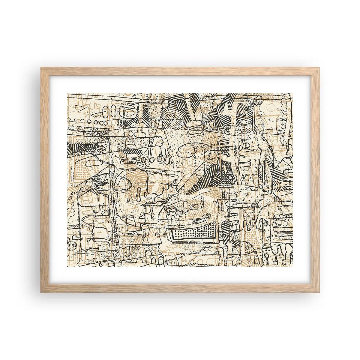 Plagát v ráme zo svetlého duba - Čaká na rozlúštenie - 50x40 cm