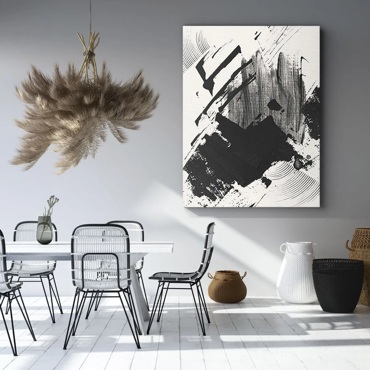 Obraz na plátne - Abstrakcia – expresia čiernej - 50x70 cm
