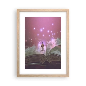 Plagát v ráme zo svetlého duba - Pozvánka do iného sveta - prečítaj! - 30x40 cm