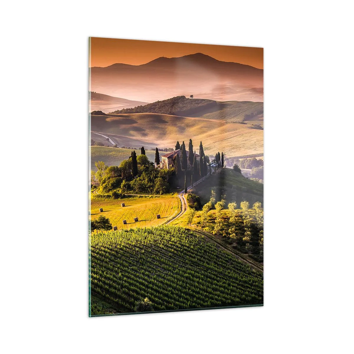 Obraz na skle - Arkádia - toskánska krajina - 50x70 cm