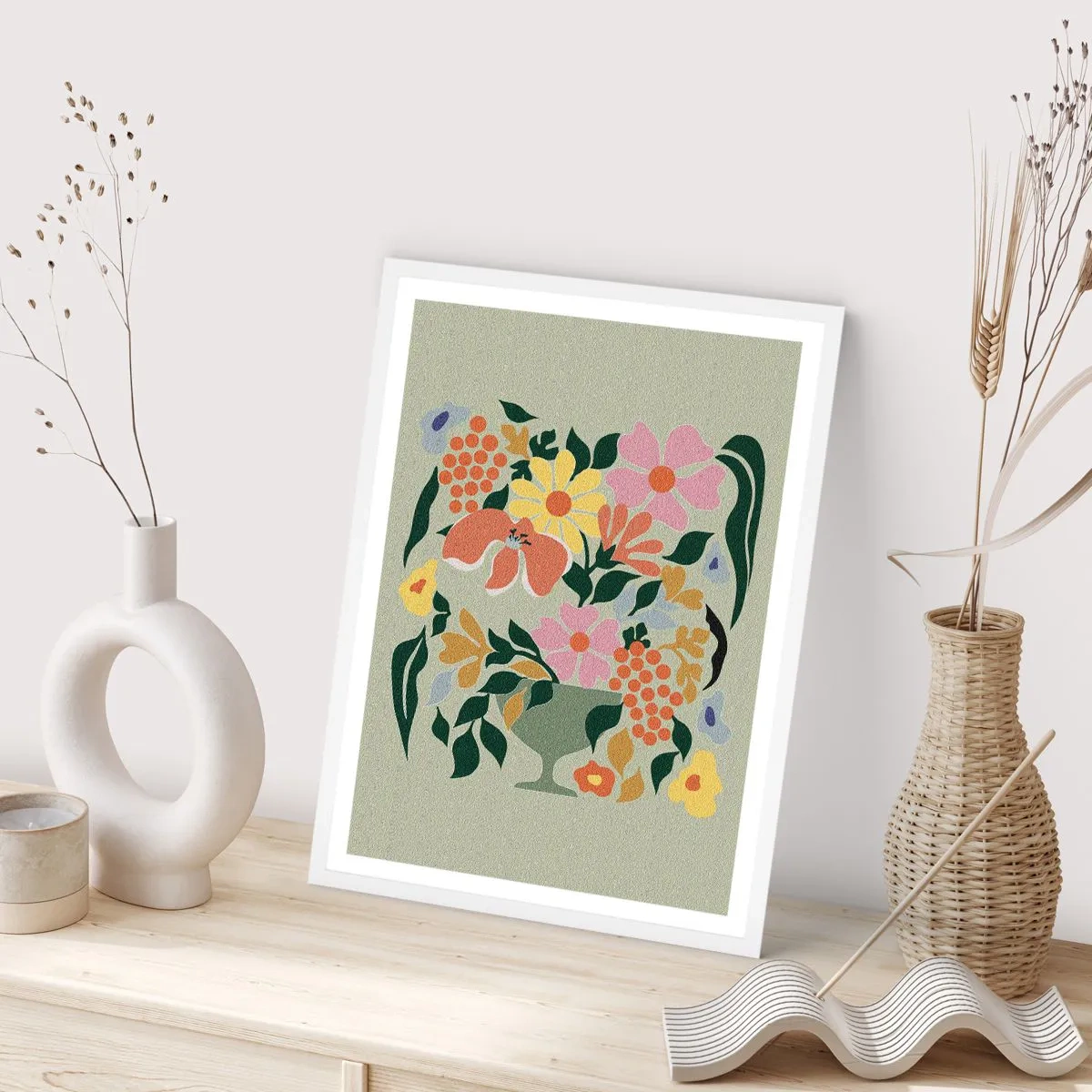 Plagát v bielom ráme - Kytica prekypujúca životom - 40x50 cm