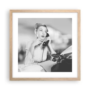 Plagát v ráme zo svetlého duba - Halo, tu sú 50. roky. - 40x40 cm