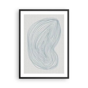 Plagát v čiernom ráme - Minimalistická abstrakcia s lineárnym vzorom v odtieňoch modrej. - 50x70cm - Úsmev kvapky - Moderná nástenná dekorácia do obývacej izby a spálne ARTTOR