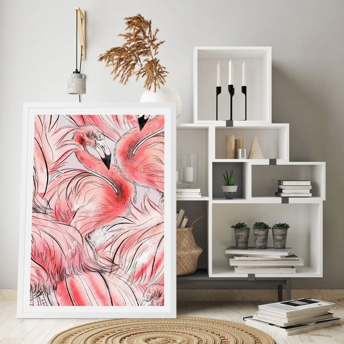 Plagát v bielom ráme - Vtáči corps de ballet - 50x70 cm