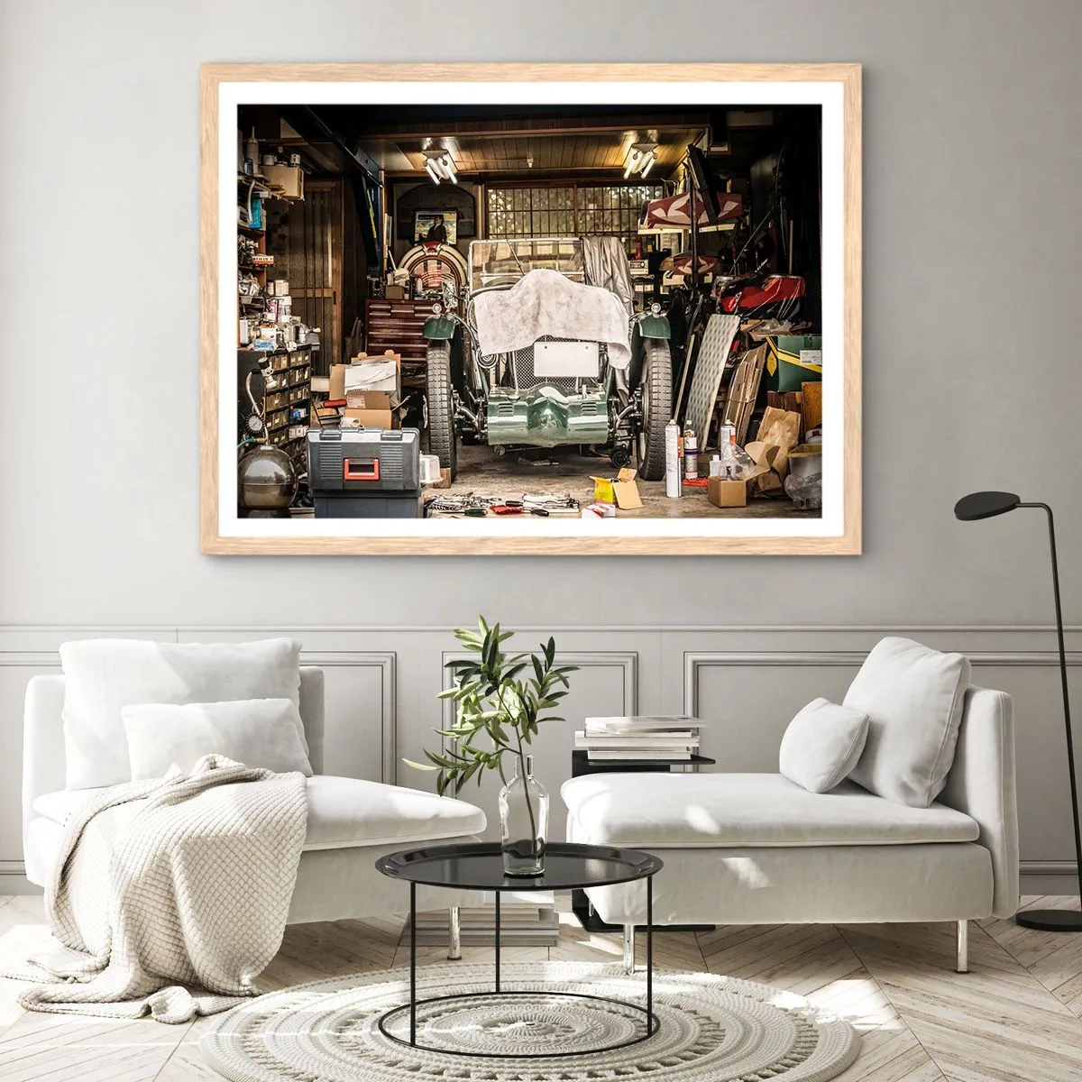 Plagát v ráme zo svetlého duba - Späť do minulosti - 100x70 cm