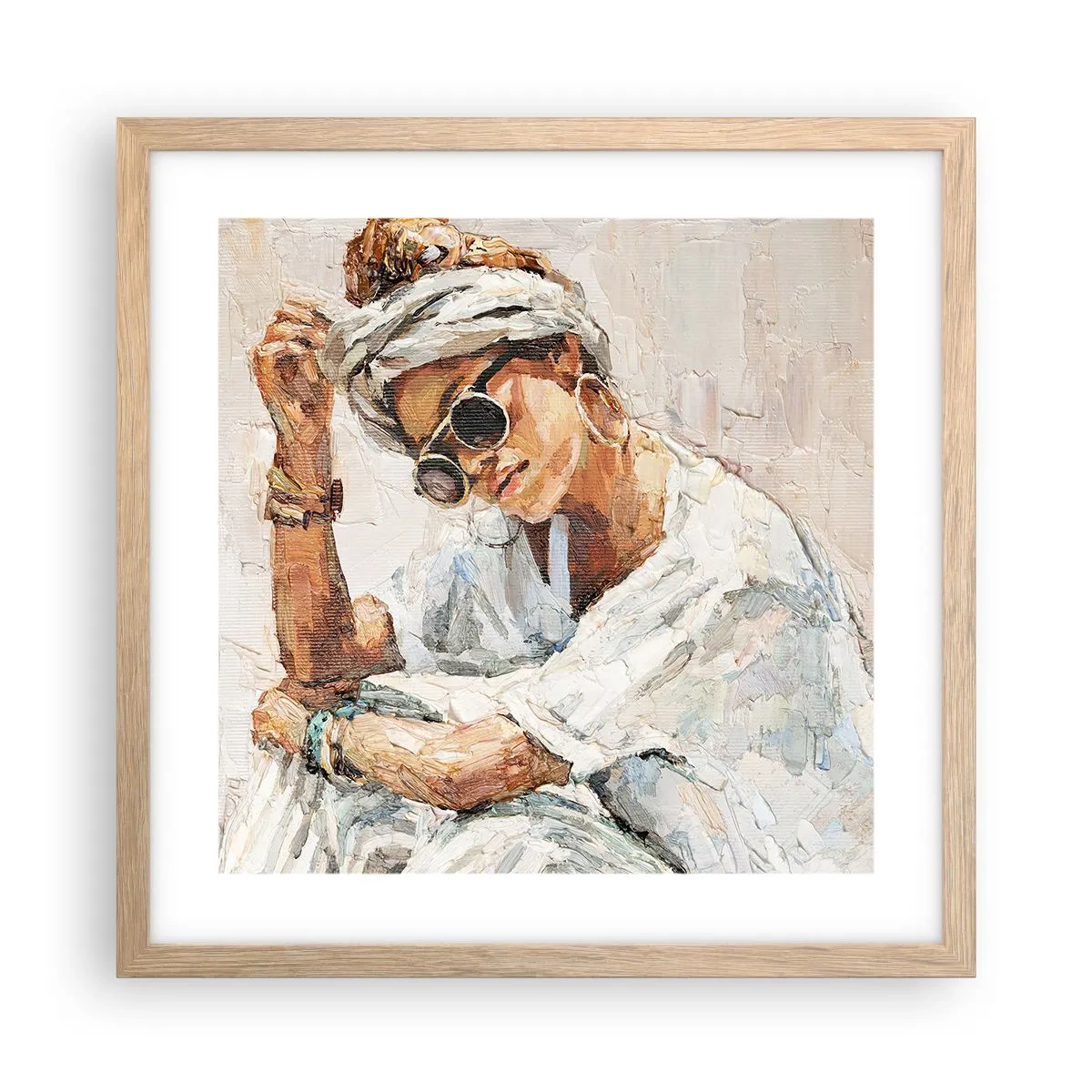 Plagát v ráme zo svetlého duba - Portrét v plnom slnku - 40x40 cm