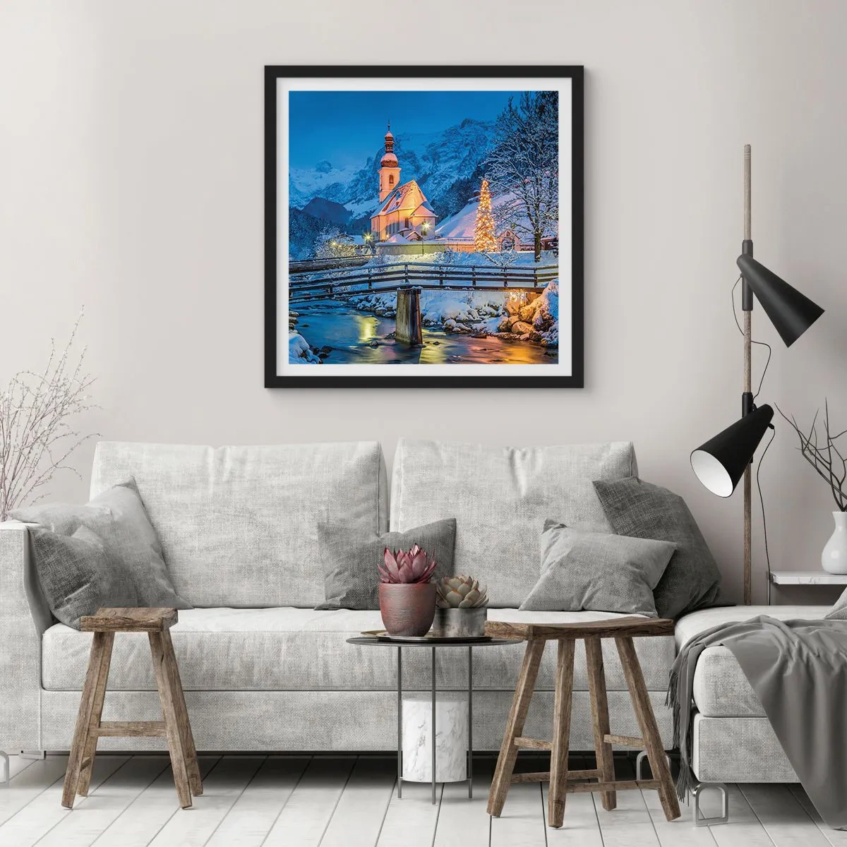 Plagát v čiernom ráme - Duch Vianoc - 50x50 cm