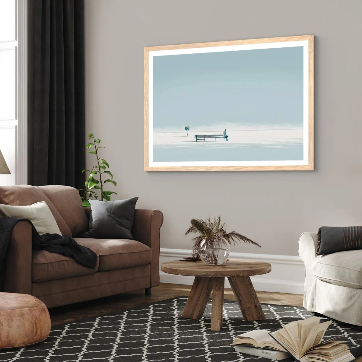 Plagát v ráme zo svetlého duba - Áno, čakám. - 70x50 cm