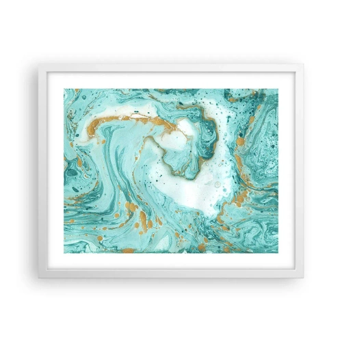 Plagát v bielom ráme - Pod veľkou vlnou z epochy Edo - 50x40 cm