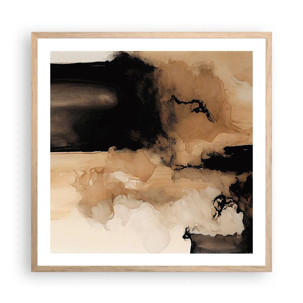 Plagát v ráme zo svetlého duba - Pútavá abstrakcia - 60x60 cm