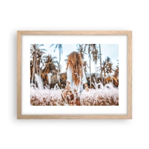 Plagát v ráme zo svetlého duba - Zrodená z trávnej páperie - 40x30 cm