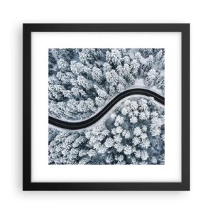 Plagát v čiernom ráme - Zimným lesom - 30x30 cm