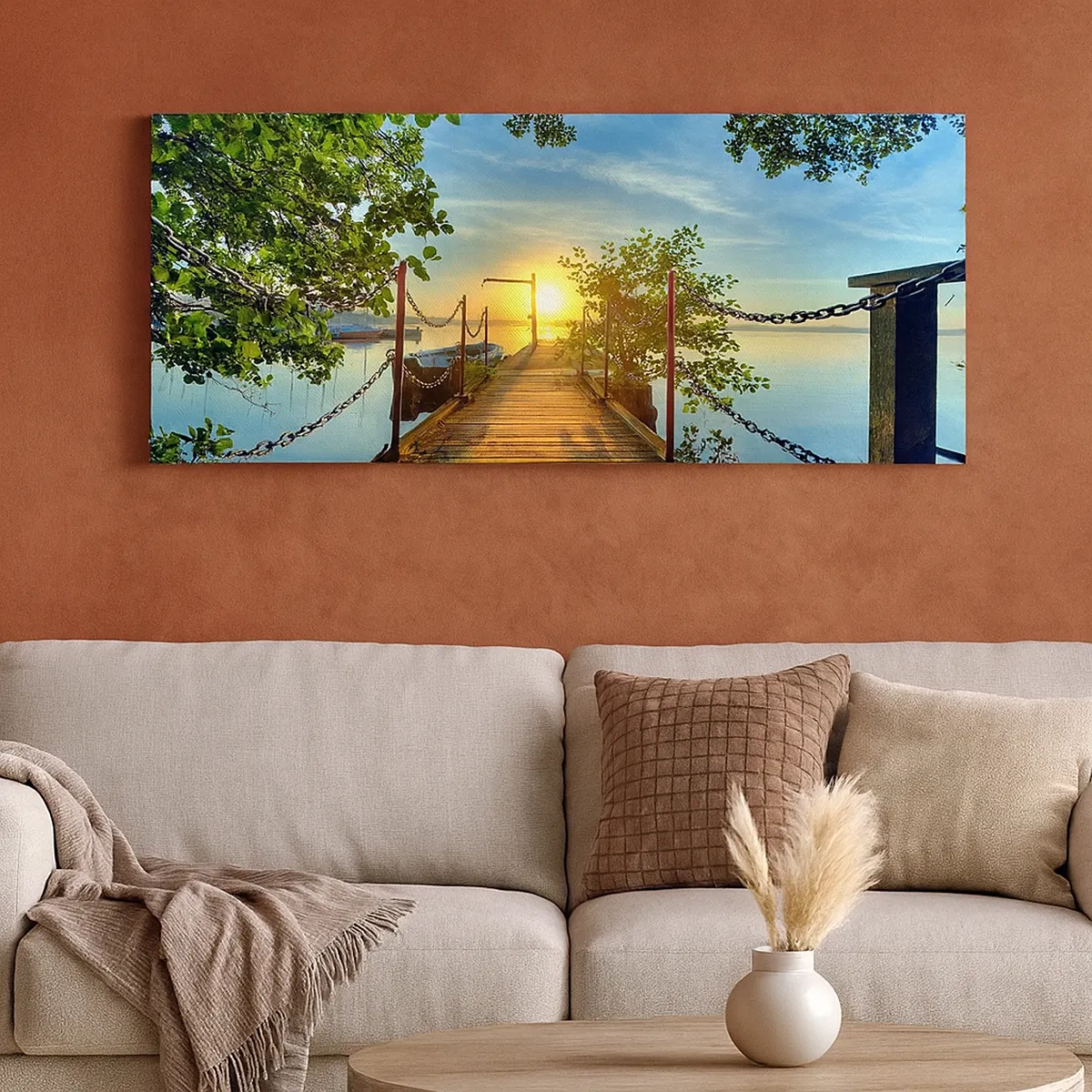 Obraz na plátne - Západ pri vode - 30x30 cm