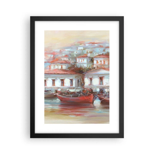 Plagát v čiernom ráme - Šťastné mestečko - 30x40 cm