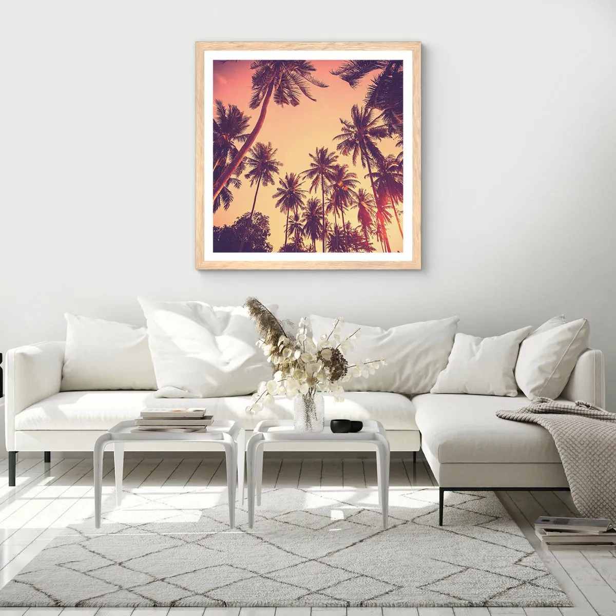 Plagát v ráme zo svetlého duba - Tropická variácia - 60x60 cm