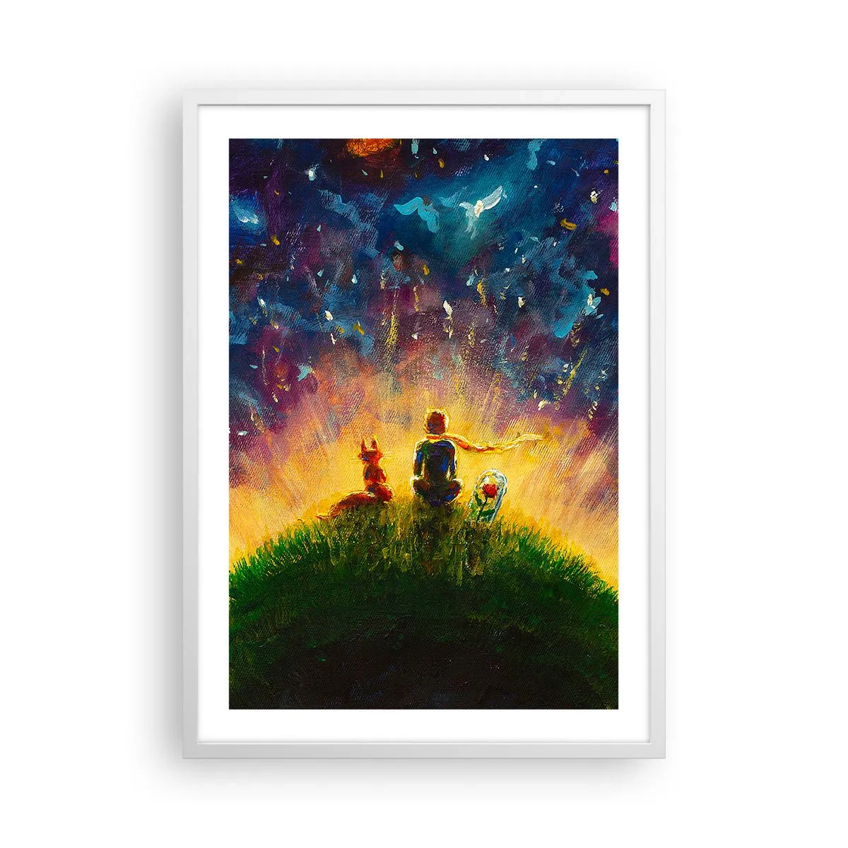 Plagát v bielom ráme - Láska a priateľstvo - celý svet - 50x70 cm