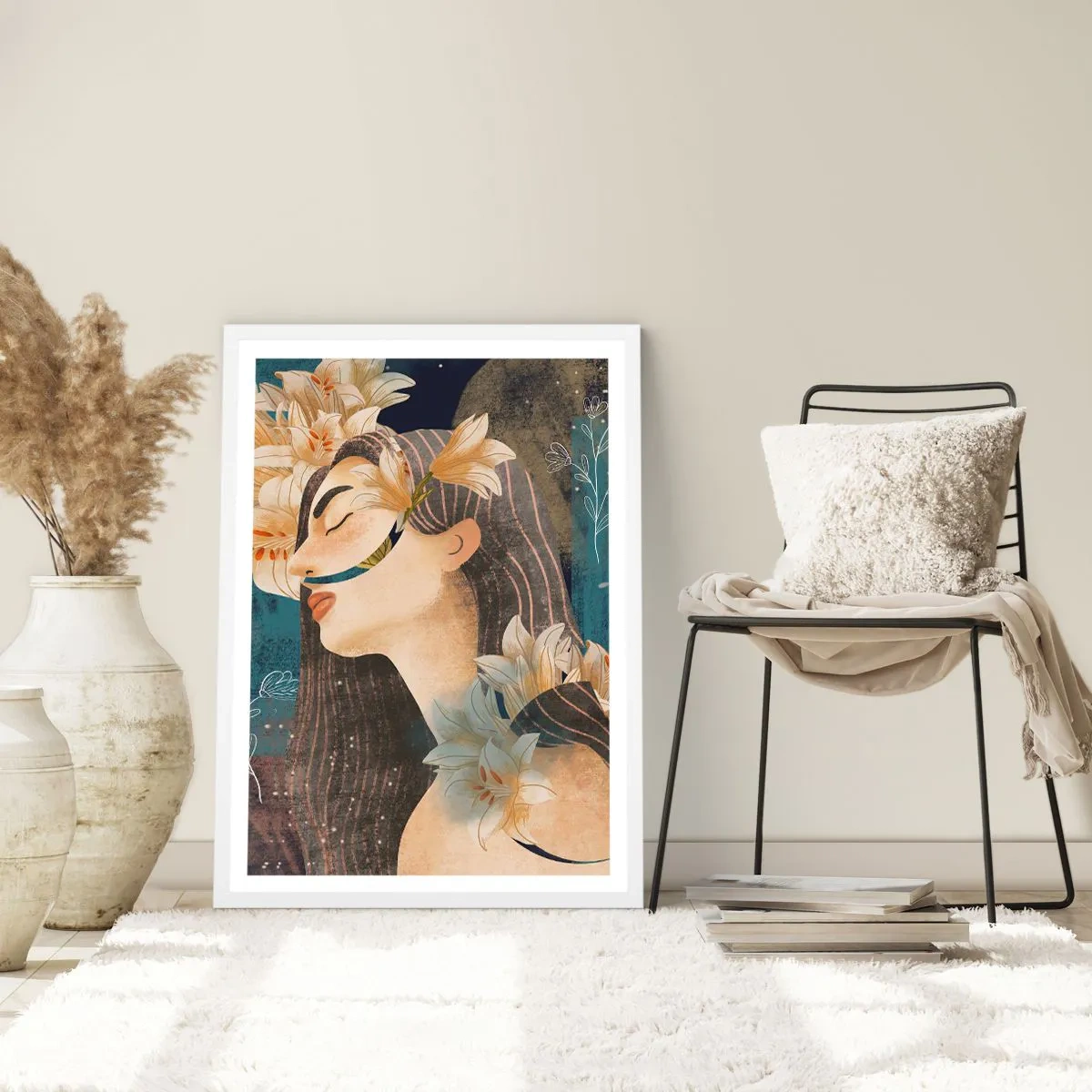 Plagát v bielom ráme - Rozprávka o princeznej s ľaliami - 50x70 cm