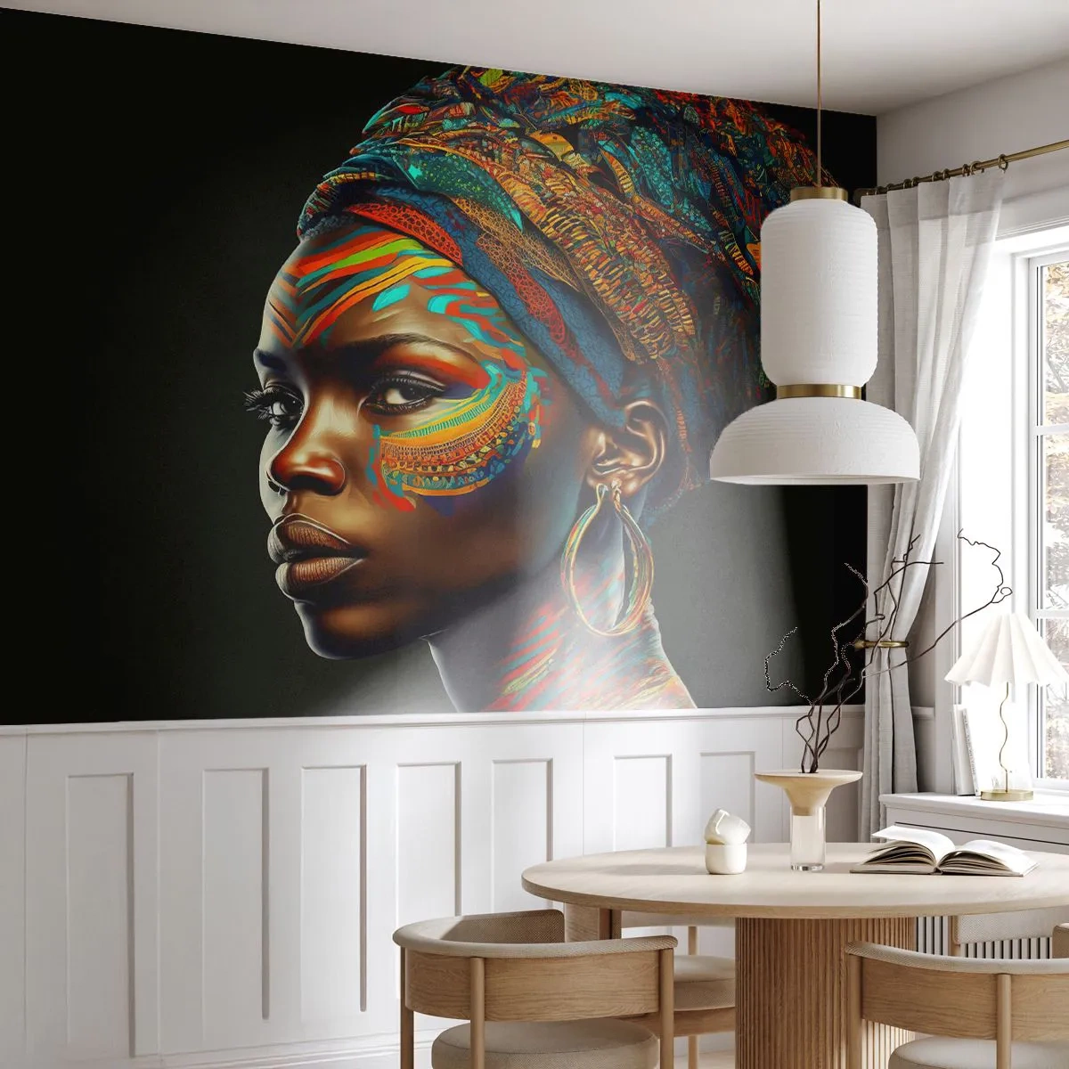 Samolepiaca Fototapeta Deluxe Sticker - Africká kráľovná - Turban, Kmene, africký Američan - 200x140 cm