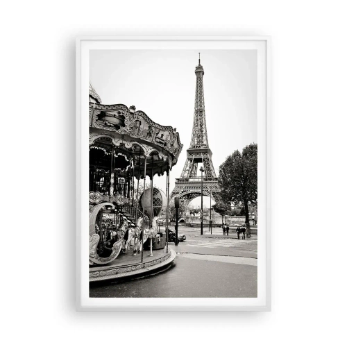 Plagát v bielom ráme - Ak zábava, tak len v Paríži - 70x100 cm