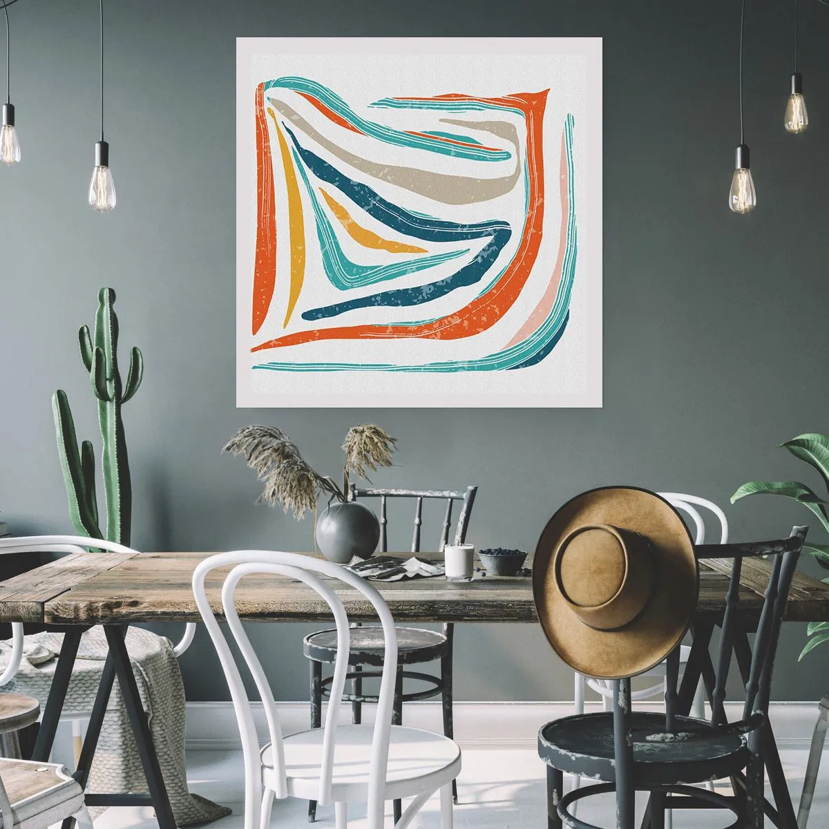 Plagát - Priateľsky usmievavá abstrakcia - 50x50 cm