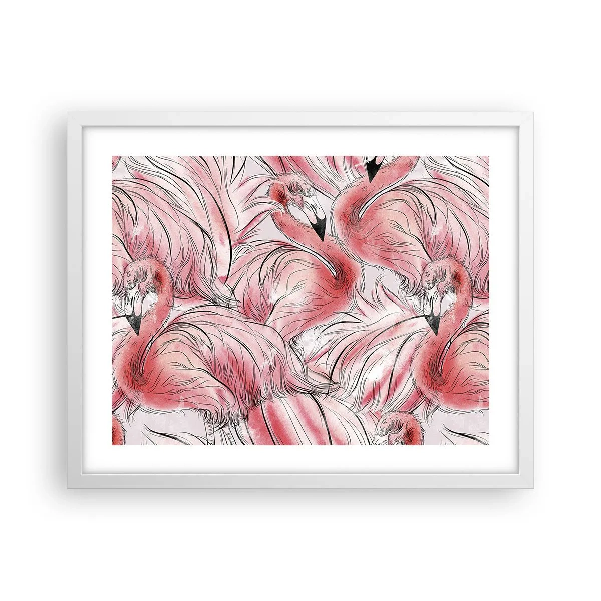 Plagát v bielom ráme - Vtáči corps de ballet - 50x40 cm